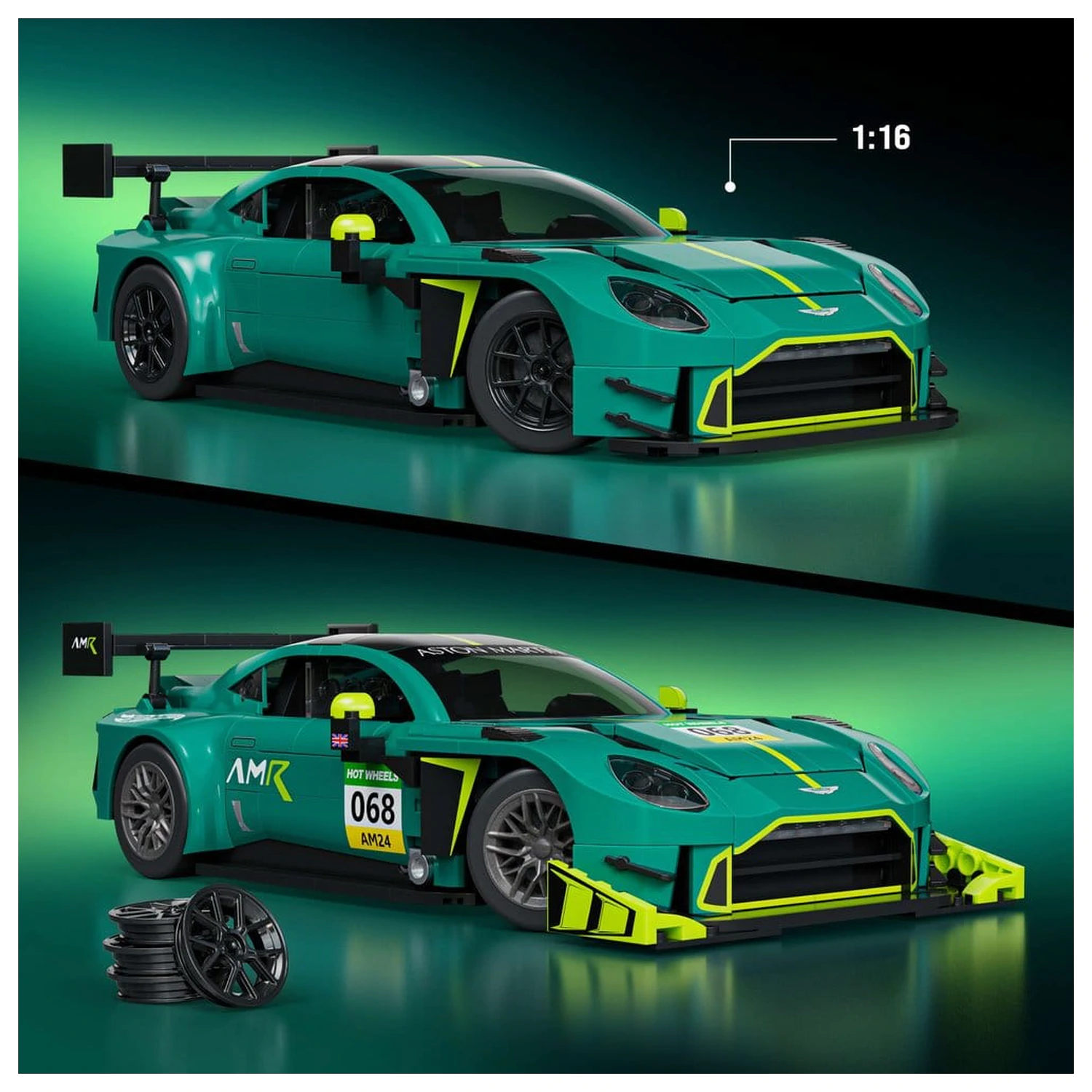 Hot Wheels Elite Mattel Brick Shop Stavebnice 1/16 '24 Aston Martin Vantage GT3 fotografii produktu