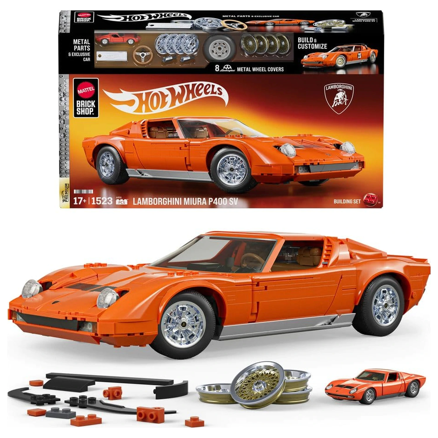Hot Wheels Premium Mattel Brick Shop Stavebnice 1/12 Lamborghini Miura P400 SV fotografii produktu