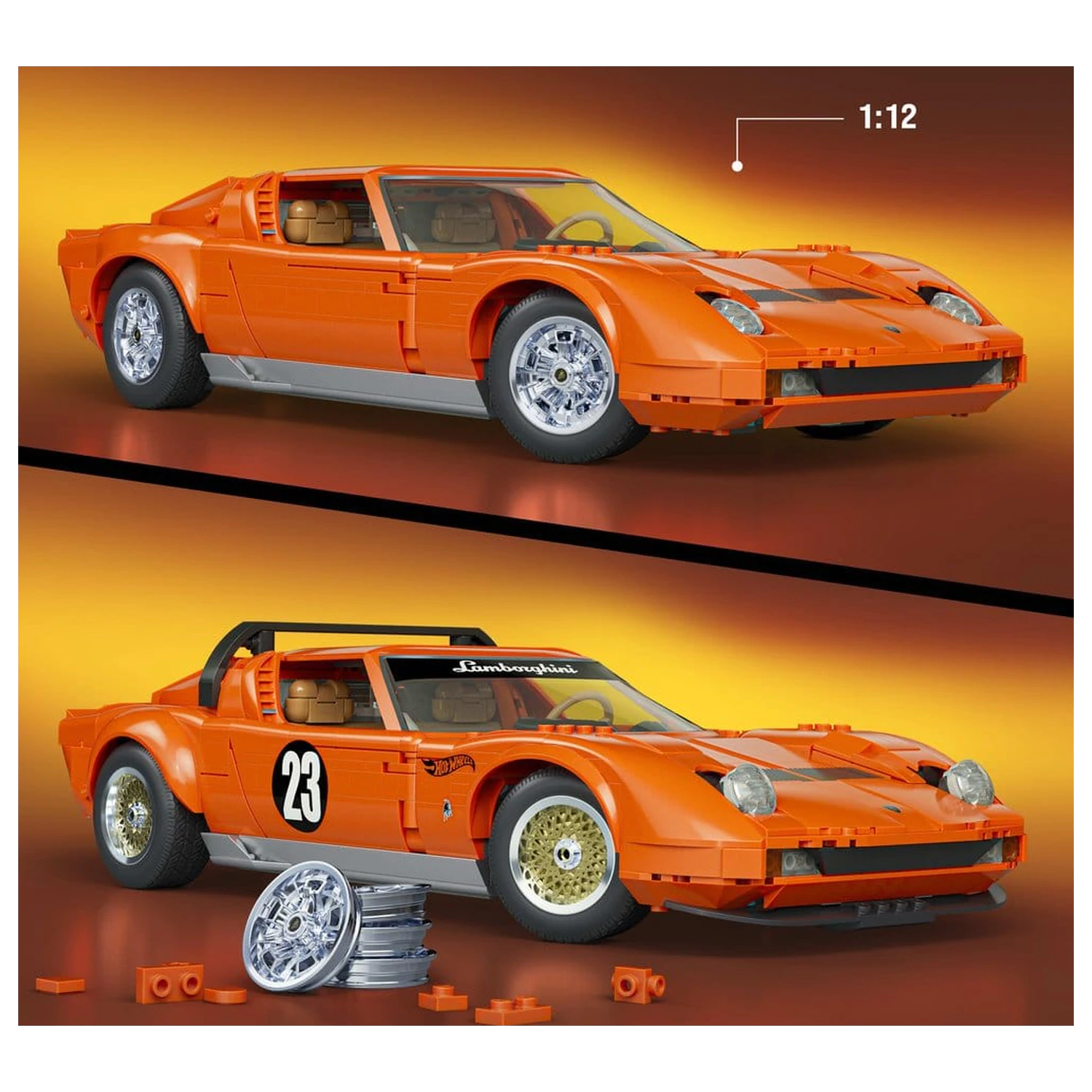 Hot Wheels Premium Mattel Brick Shop Stavebnice 1/12 Lamborghini Miura P400 SV fotografii produktu
