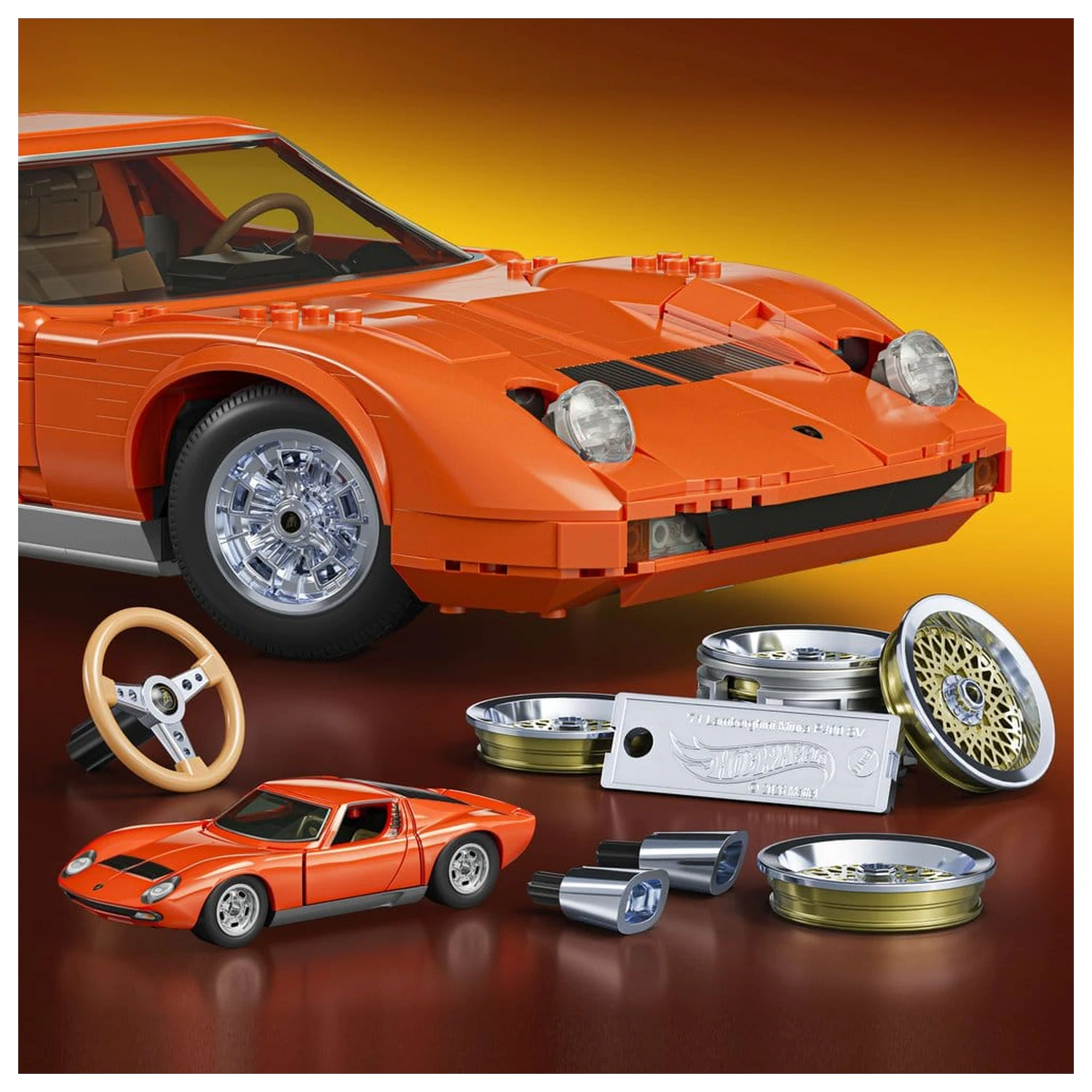 Hot Wheels Premium Mattel Brick Shop Stavebnice 1/12 Lamborghini Miura P400 SV fotografii produktu