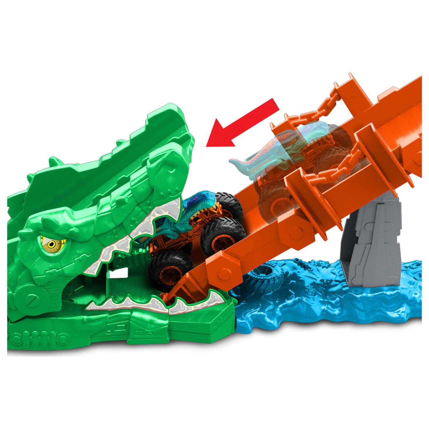 Hot Wheels Monster Trucks Cocodrile Crash Challenge herní set fotografii produktu