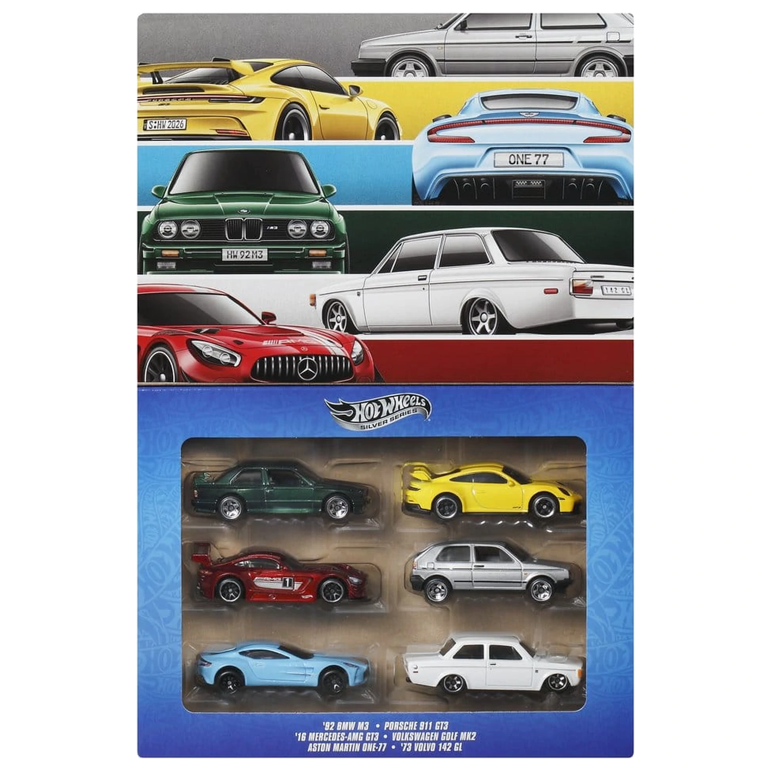 Hot Wheels Silver Series Die-Cast vozidlo, balení 6 kusů, 1/64, Euro styl fotografii produktu