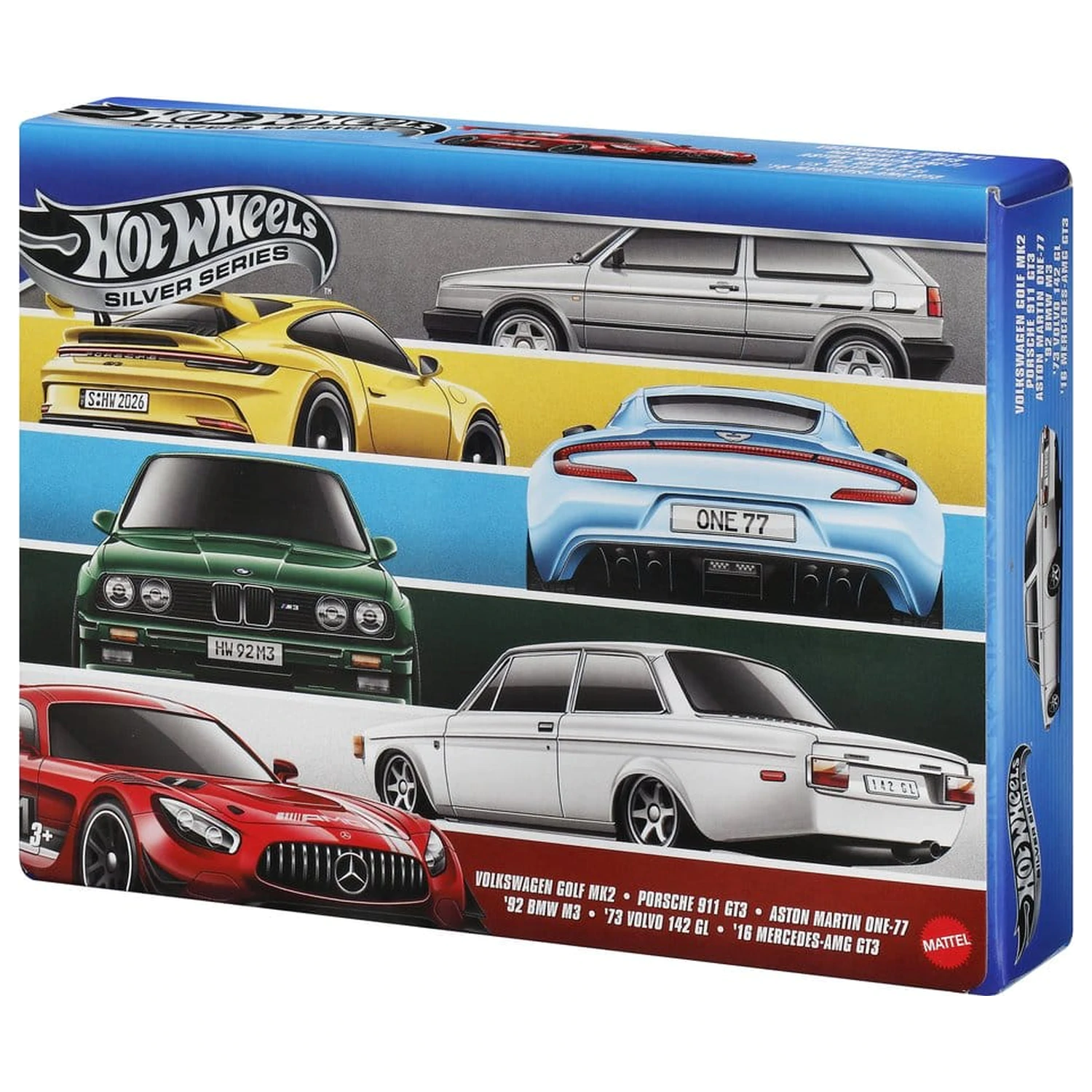 Hot Wheels Silver Series Die-Cast vozidlo, balení 6 kusů, 1/64, Euro styl fotografii produktu