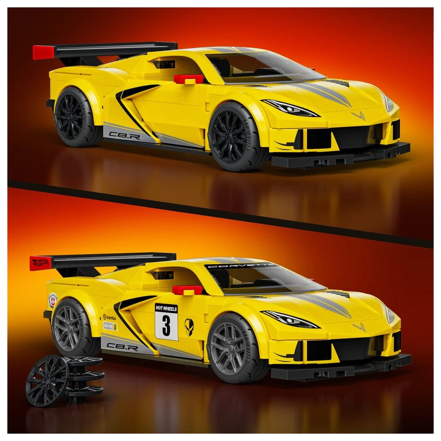 Hot Wheels Speed Mattel Brick Shop Stavebnice 1/32 '20 Corvette C8.R fotografii produktu