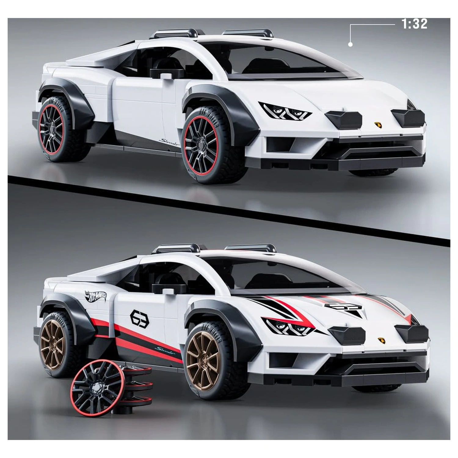 Hot Wheels Speed Mattel Brick Shop Stavebnice 1/32 Lamborghini Huracán Sterrato fotografii produktu