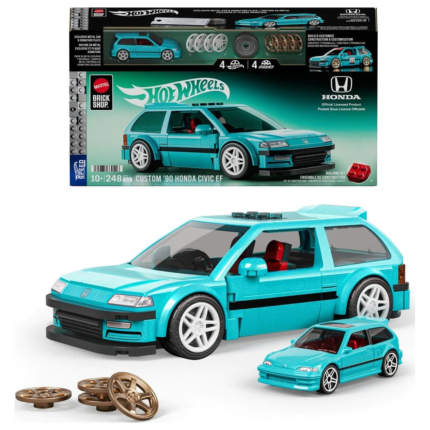 Hot Wheels Speed Series Mattel Brick Shop Stavebnice 1/32 Custom ’90 Honda Civic EF fotografii produktu