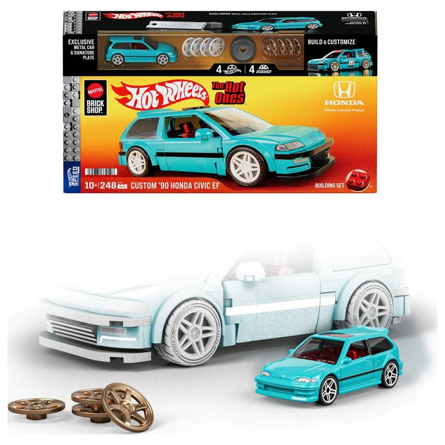 Hot Wheels Speed Series Mattel Brick Shop Stavebnice 1/32 Custom ’90 Honda Civic EF fotografii produktu