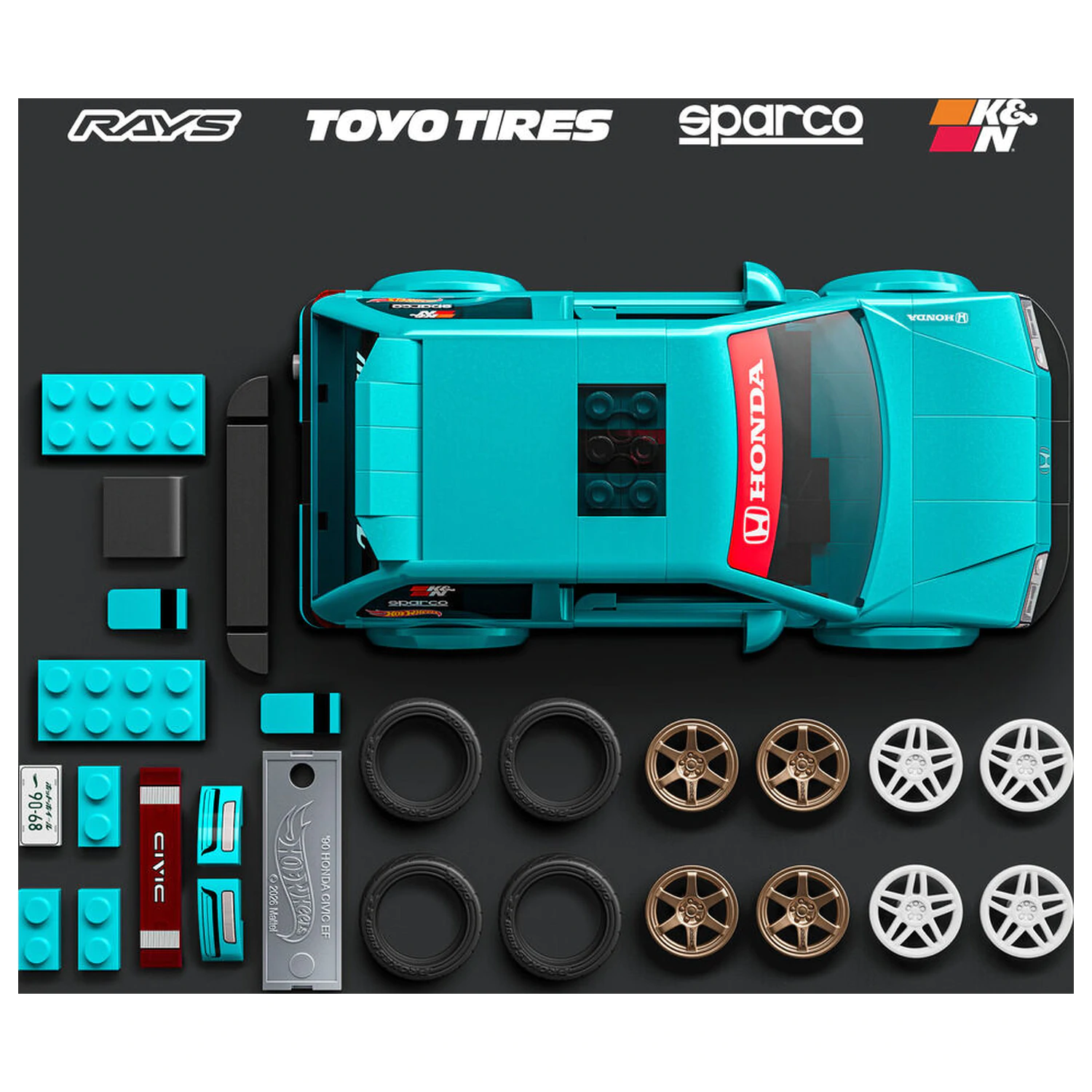 Hot Wheels Speed Series Mattel Brick Shop Stavebnice 1/32 Custom ’90 Honda Civic EF fotografii produktu