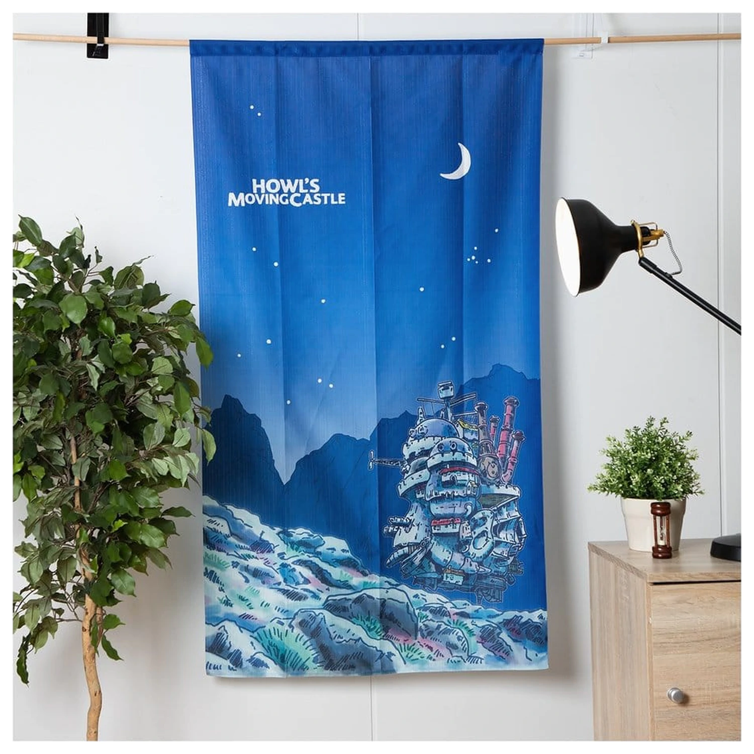 Japonské závěsy noren Howl's Moving Castle Moonlit night fotografii produktu