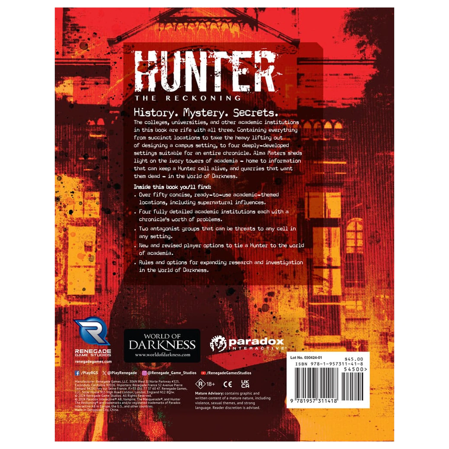 Hunter: The Reckoning 5th Edition RPG kniha Alma Maters Sourcebook *anglická verze* fotografii produktu