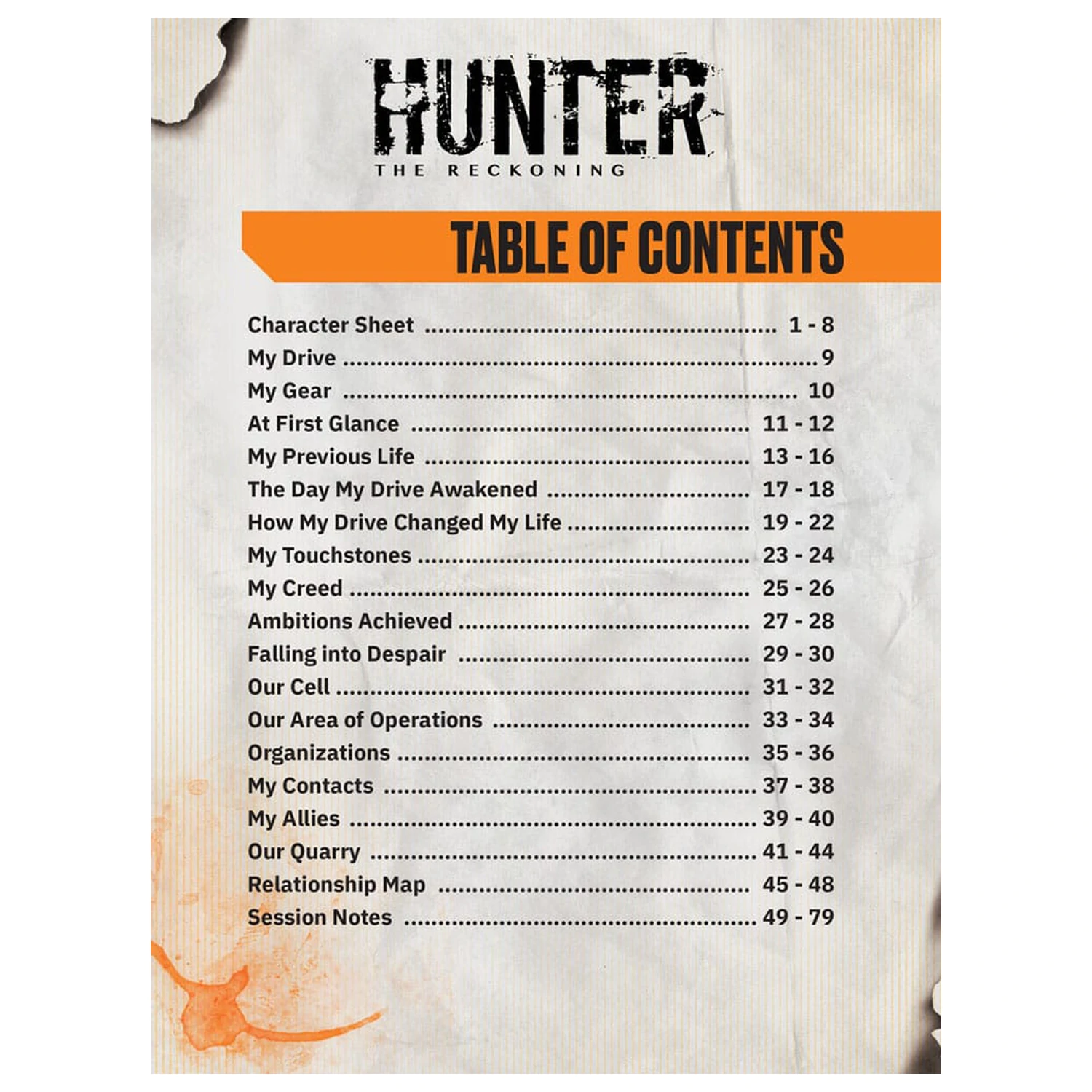Hunter: The Reckoning 5th Edition RPG deník Rozšířený list postavy deník *Anglická verze* fotografii produktu
