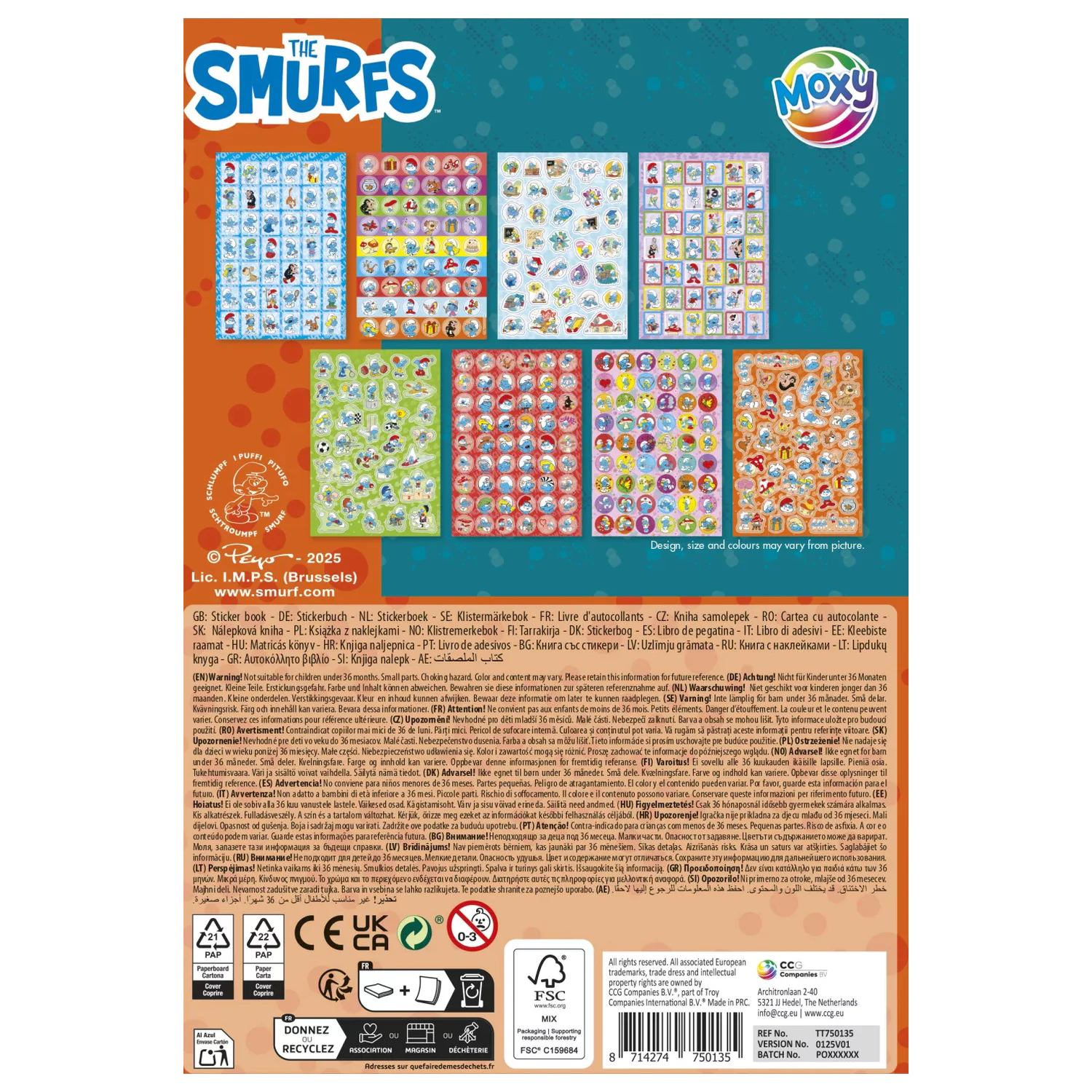 The Smurfs Happy Glitter sada samolepek 8 archů fotografii produktu