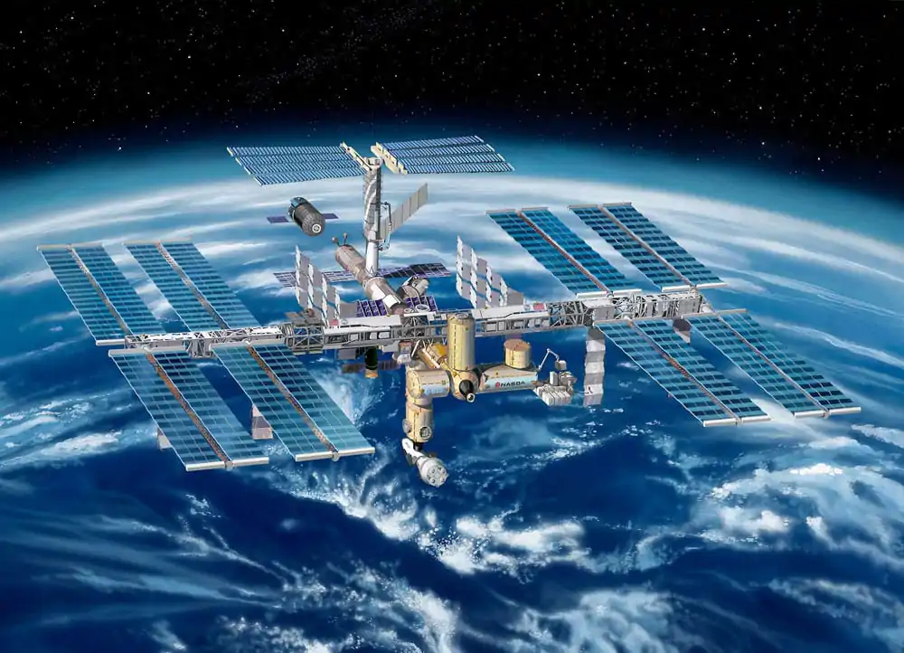 Dárková sada modelu Mezinárodní vesmírné stanice ISS 1/144 25. výročí Platinová edice 74 cm fotografii produktu