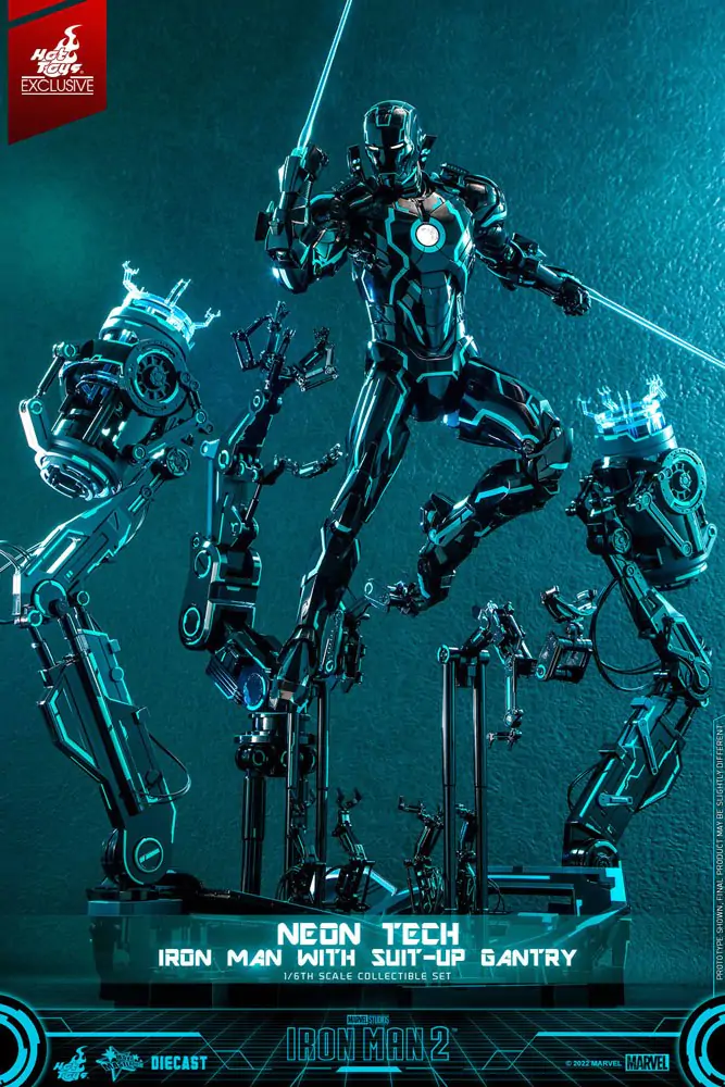 Iron Man 2 Action Figure 1/6 Neon Tech Iron Man s montážní rampou 32 cm fotografii produktu