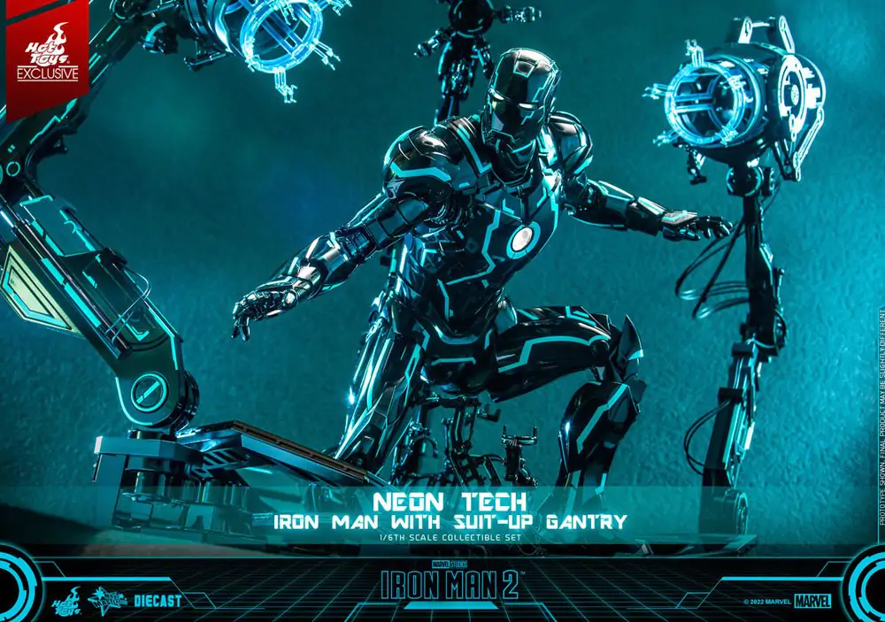 Iron Man 2 Action Figure 1/6 Neon Tech Iron Man s montážní rampou 32 cm fotografii produktu