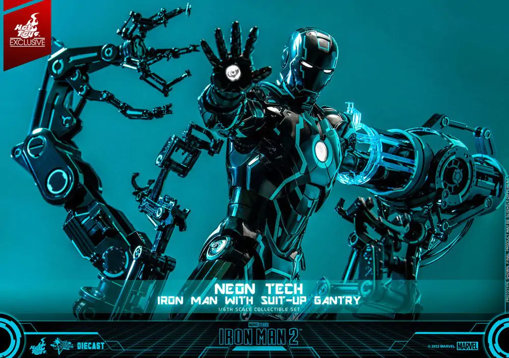 Iron Man 2 Action Figure 1/6 Neon Tech Iron Man s montážní rampou 32 cm fotografii produktu