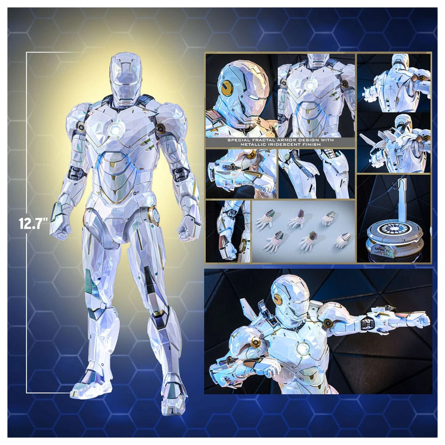 Iron Man 2 Movie Masterpiece tlakově litá akční figurka 1/6 Iron Man Mark IV (Sub-Zero Fractal Armor) Hot Toys Exkluzivní 33 cm fotografii produktu