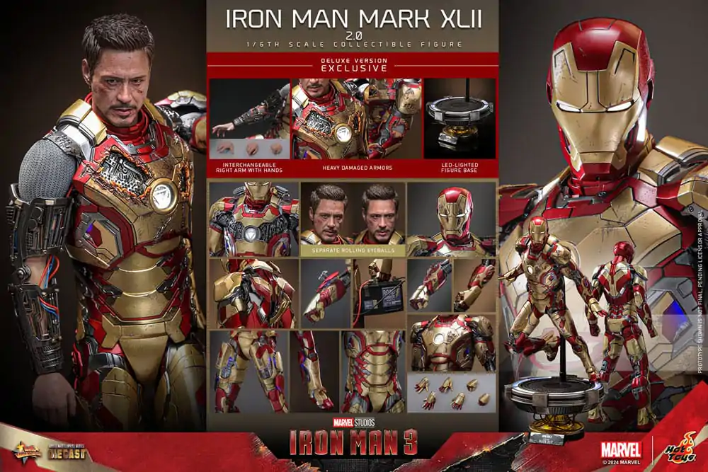 Iron Man 3 Movie Masterpiece Diecast akční figurka 1/6 Iron Man Mark XLII (2.0) Deluxe 32 cm fotografii produktu