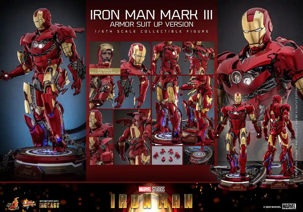 Iron Man Movie Masterpiece Diecast akční figurka 1/6 Iron Man Mark III (Armor Suit Up Version) 32 cm fotografii produktu