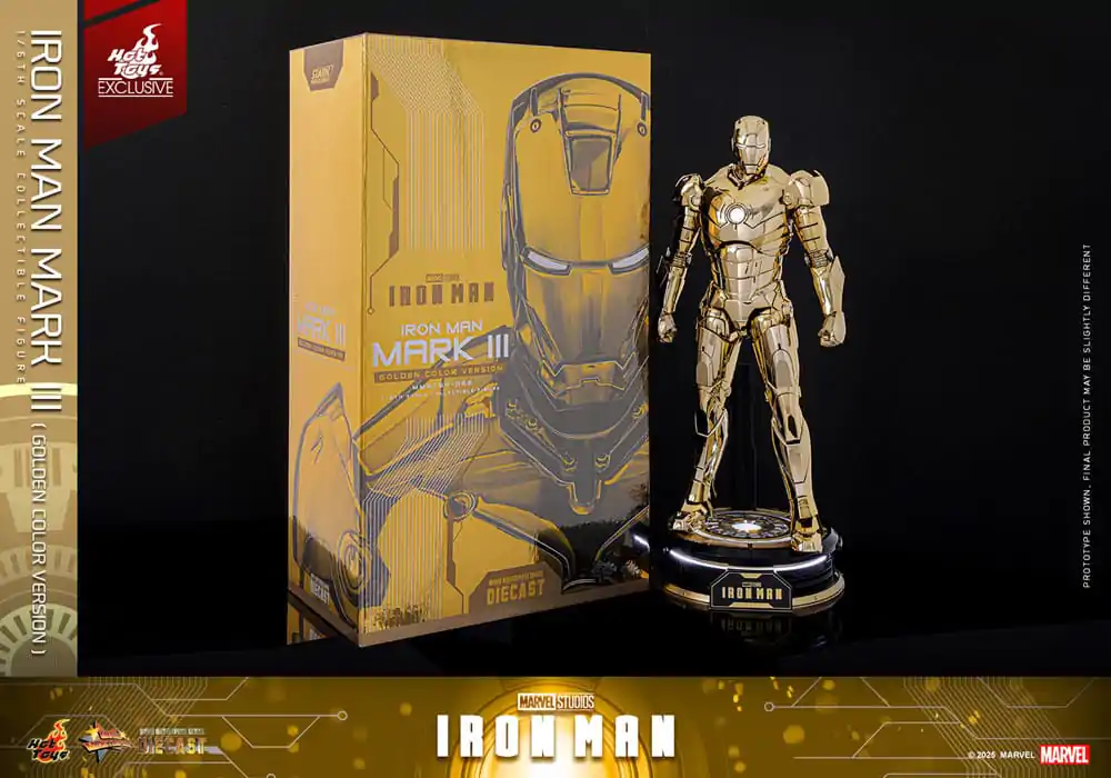 Iron Man Movie Masterpiece Diecast Akční figurka 1/6 Iron Man Mark III (Gold Color Version) Hot Toys Exclusive 33 cm fotografii produktu