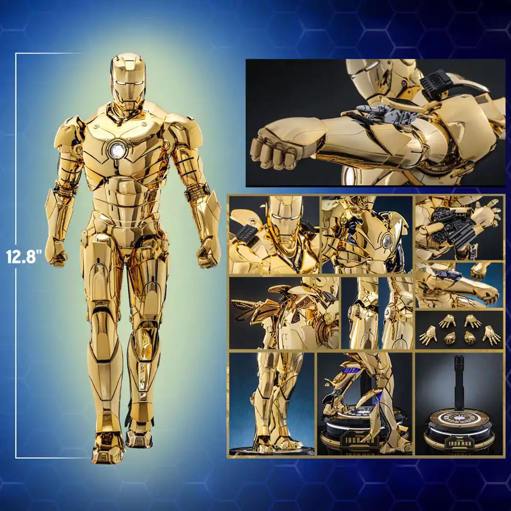 Iron Man Movie Masterpiece Diecast Akční figurka 1/6 Iron Man Mark III (Gold Color Version) Hot Toys Exclusive 33 cm fotografii produktu