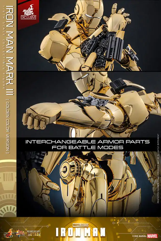Iron Man Movie Masterpiece Diecast Akční figurka 1/6 Iron Man Mark III (Gold Color Version) Hot Toys Exclusive 33 cm fotografii produktu