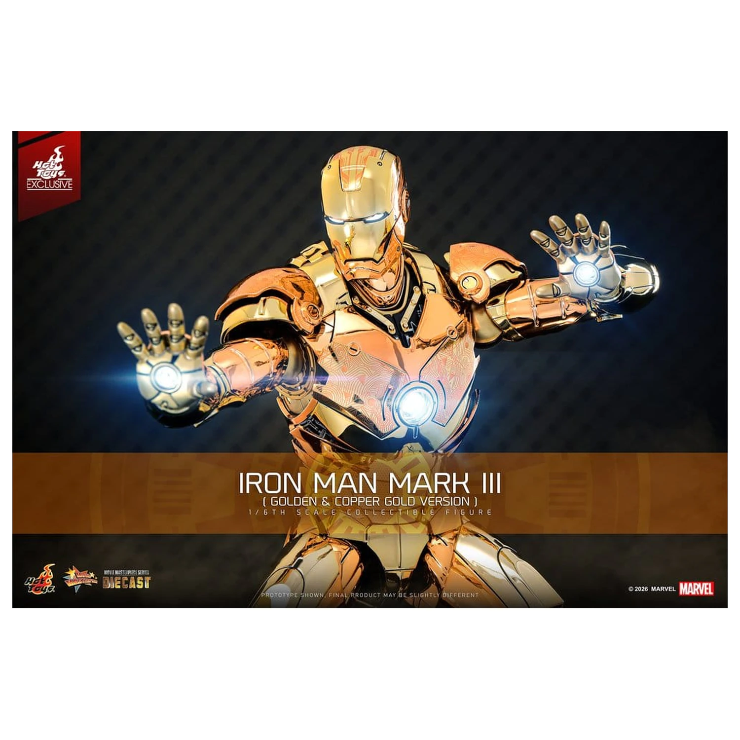 Iron Man Movie Masterpiece Diecast akční figurka 1/6 Iron Man Mark III (Golden & Copper Gold Version) Hot Toys Exkluzivní 33 cm fotografii produktu