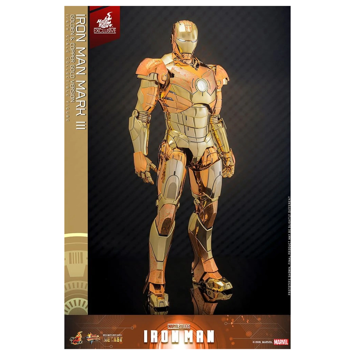 Iron Man Movie Masterpiece Diecast akční figurka 1/6 Iron Man Mark III (Golden & Copper Gold Version) Hot Toys Exkluzivní 33 cm fotografii produktu