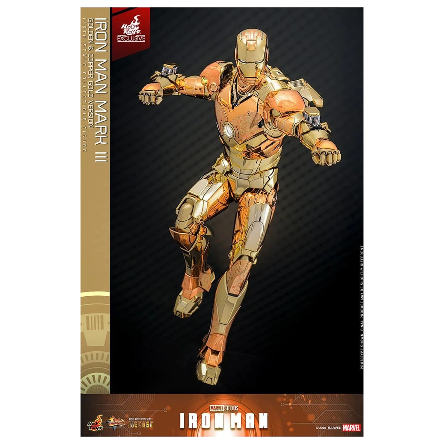 Iron Man Movie Masterpiece Diecast akční figurka 1/6 Iron Man Mark III (Golden & Copper Gold Version) Hot Toys Exkluzivní 33 cm fotografii produktu