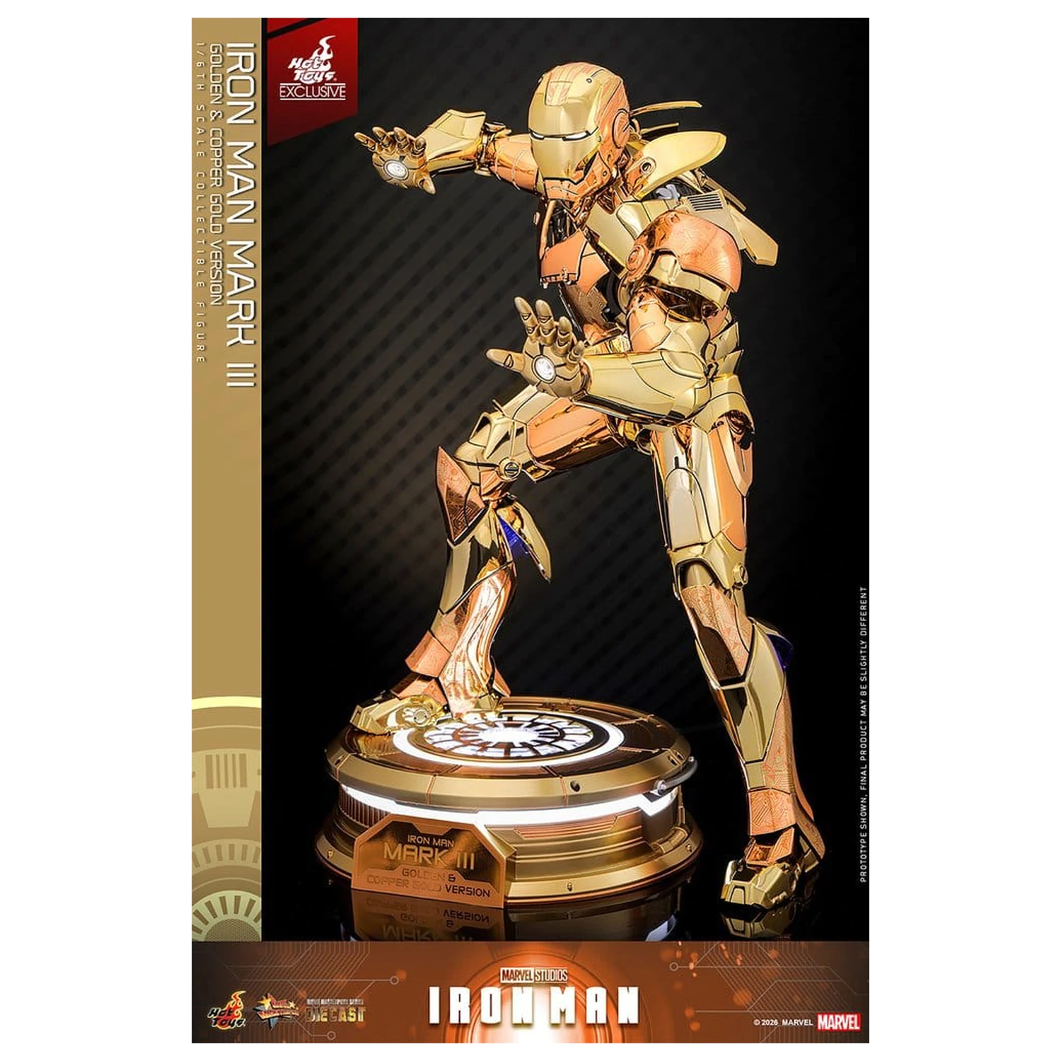 Iron Man Movie Masterpiece Diecast akční figurka 1/6 Iron Man Mark III (Golden & Copper Gold Version) Hot Toys Exkluzivní 33 cm fotografii produktu