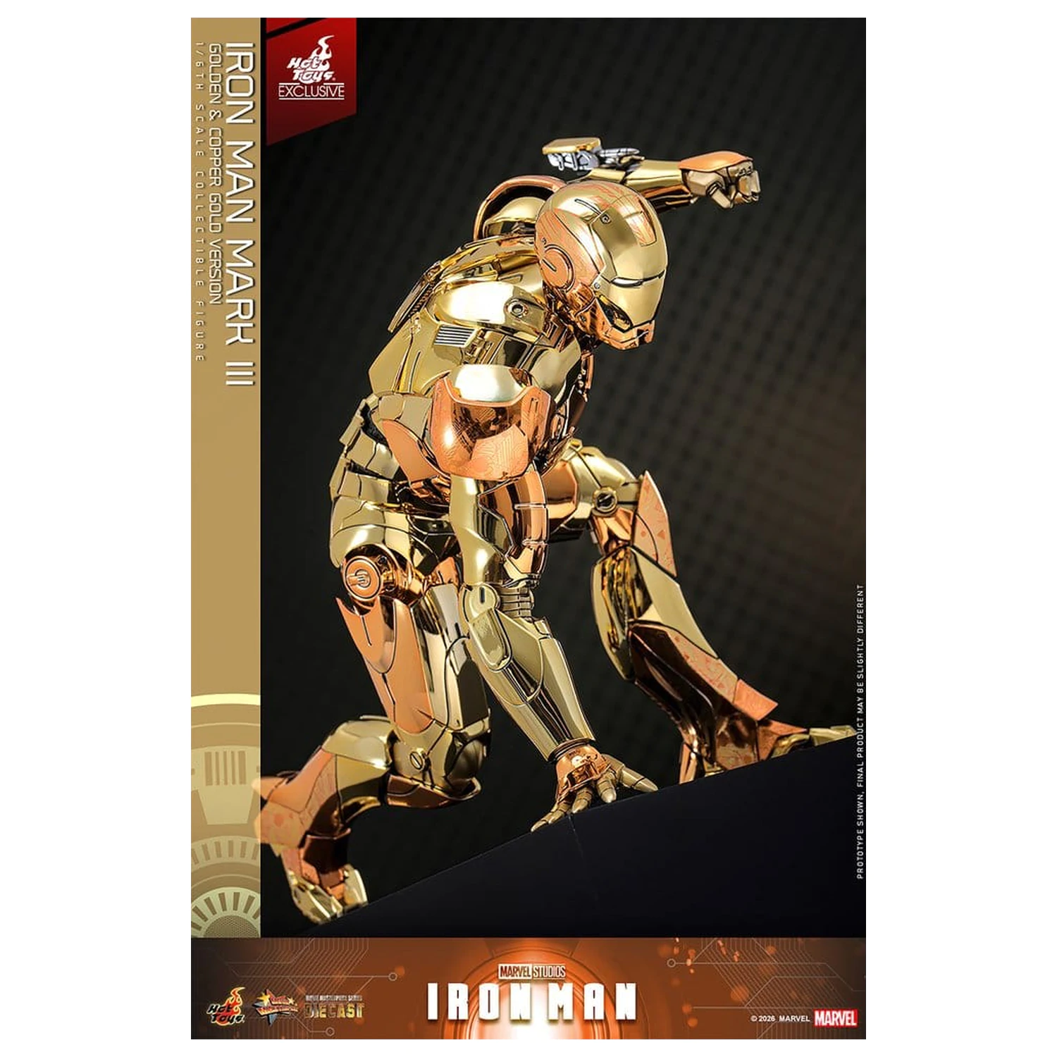 Iron Man Movie Masterpiece Diecast akční figurka 1/6 Iron Man Mark III (Golden & Copper Gold Version) Hot Toys Exkluzivní 33 cm fotografii produktu