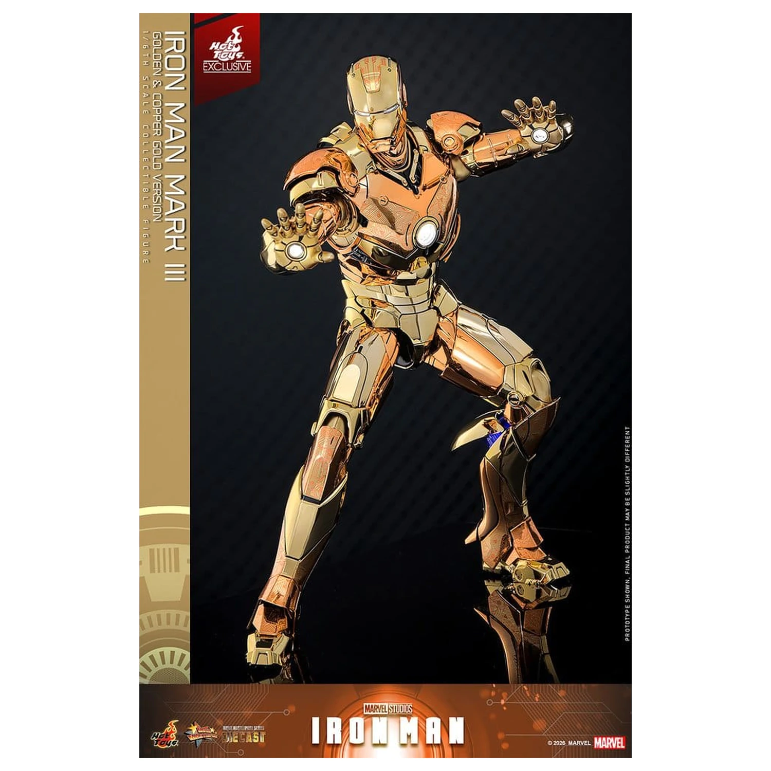 Iron Man Movie Masterpiece Diecast akční figurka 1/6 Iron Man Mark III (Golden & Copper Gold Version) Hot Toys Exkluzivní 33 cm fotografii produktu