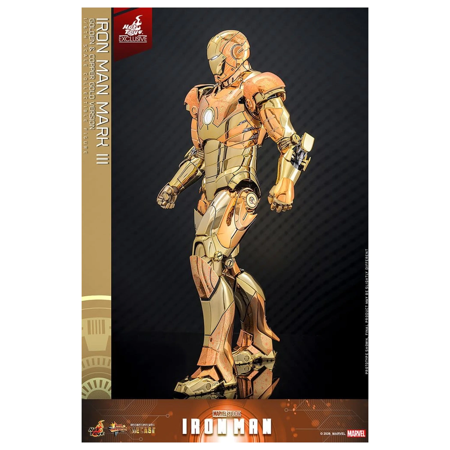 Iron Man Movie Masterpiece Diecast akční figurka 1/6 Iron Man Mark III (Golden & Copper Gold Version) Hot Toys Exkluzivní 33 cm fotografii produktu