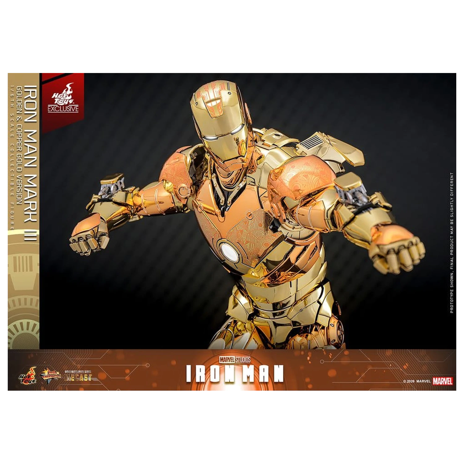 Iron Man Movie Masterpiece Diecast akční figurka 1/6 Iron Man Mark III (Golden & Copper Gold Version) Hot Toys Exkluzivní 33 cm fotografii produktu