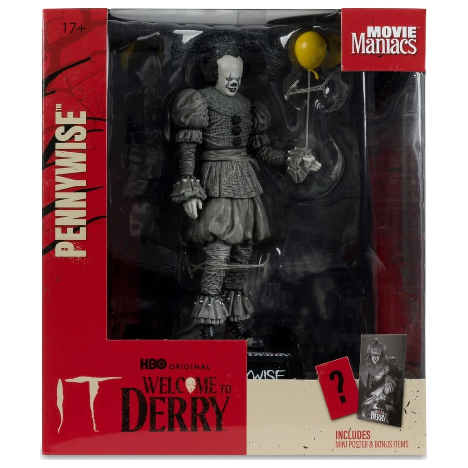 It Welcome to Derry Movie Maniacs figurka Pennywise (černobílá) 16 cm fotografii produktu