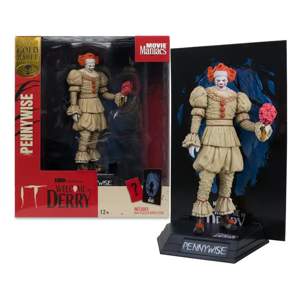 It: Welcome to Derry Movie Maniacs PVC socha Pennywise (Flashback) (Gold Label) 16 cm fotografii produktu