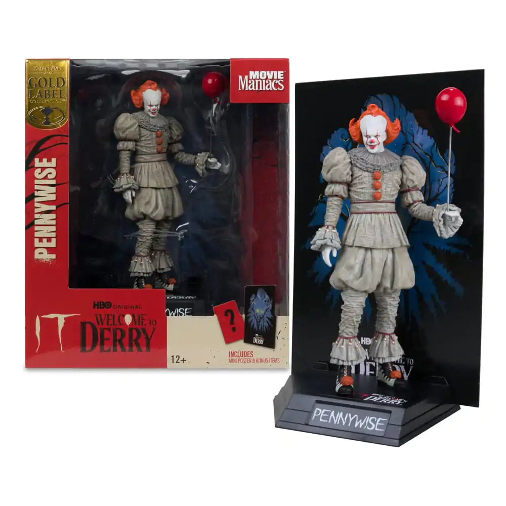 It: Welcome to Derry Movie Maniacs PVC socha Pennywise (Gold Label) 16 cm fotografii produktu