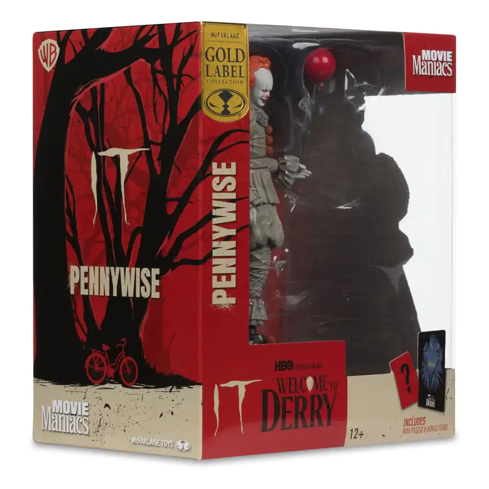 It: Welcome to Derry Movie Maniacs PVC socha Pennywise (Gold Label) 16 cm fotografii produktu
