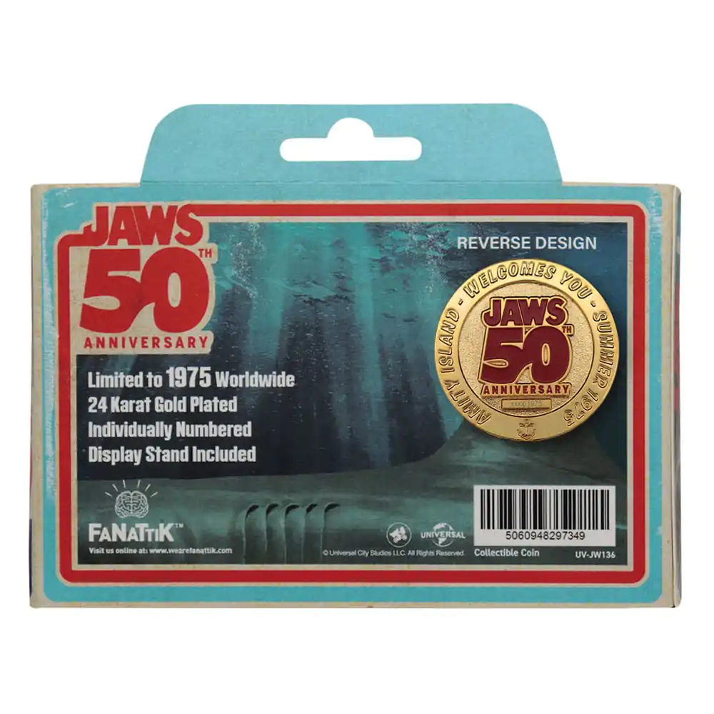 Jaws Sběratelská mince 50. výročí pozlacená 24karátovým zlatem Limited Edition fotografii produktu