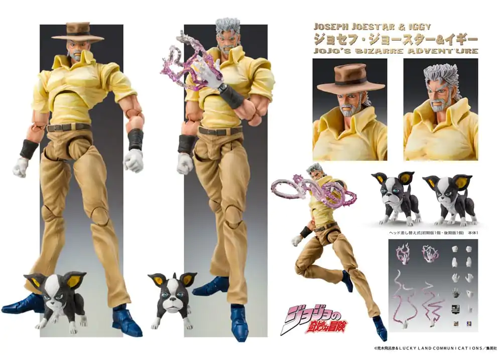 JoJo's Bizarre Adventure Super Action akční figurka Chozokado (Joseph Joestar & Iggy) (3. edice) 15 cm fotografii produktu