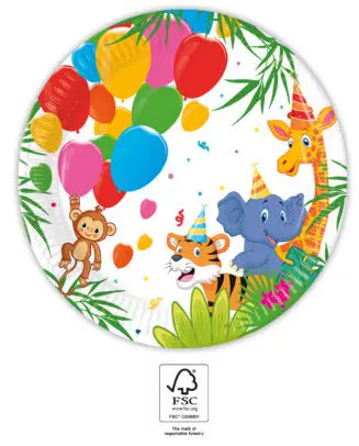 Jungle Balloons, Jungle Papírové talíře 8 ks 20 cm FSC fotografii produktu