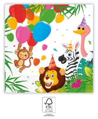 Jungle balónky, Jungle ubrousky 20 ks 33x33 cm FSC fotografii produktu