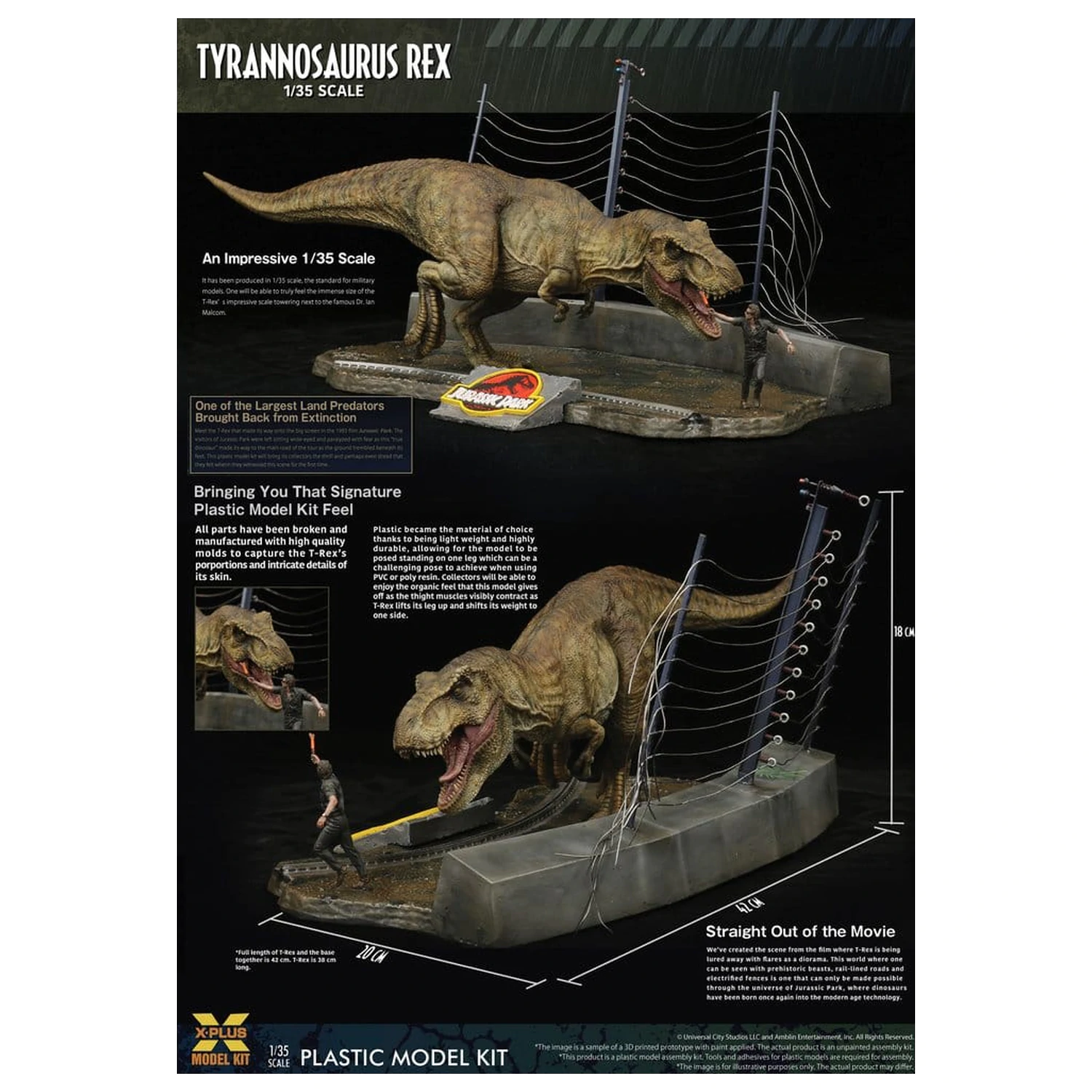 Jurassic Park Plastikový Model Stavebnice 1/35 Tyrannosaurus Rex 42 cm fotografii produktu