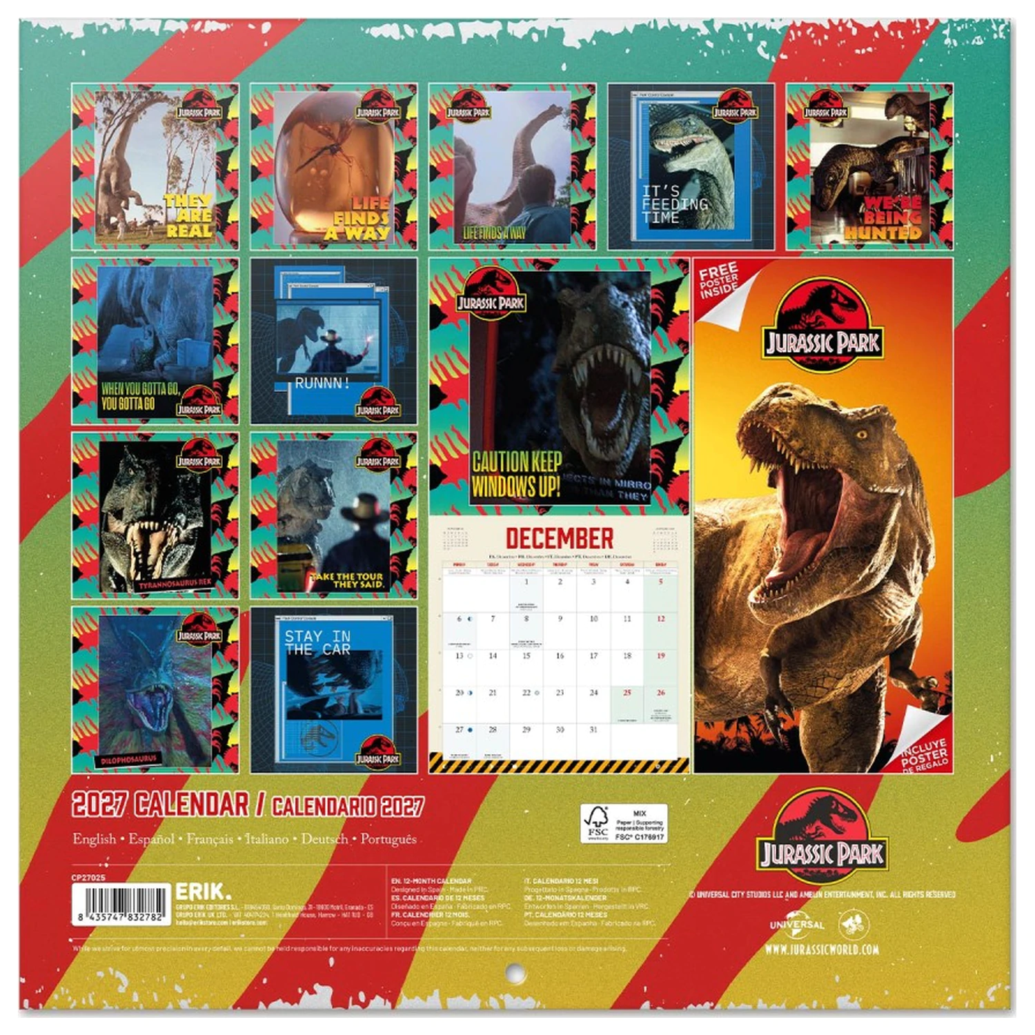 Jurassic Park 2027 Nástěnný kalendář 30 x 30 cm fotografii produktu