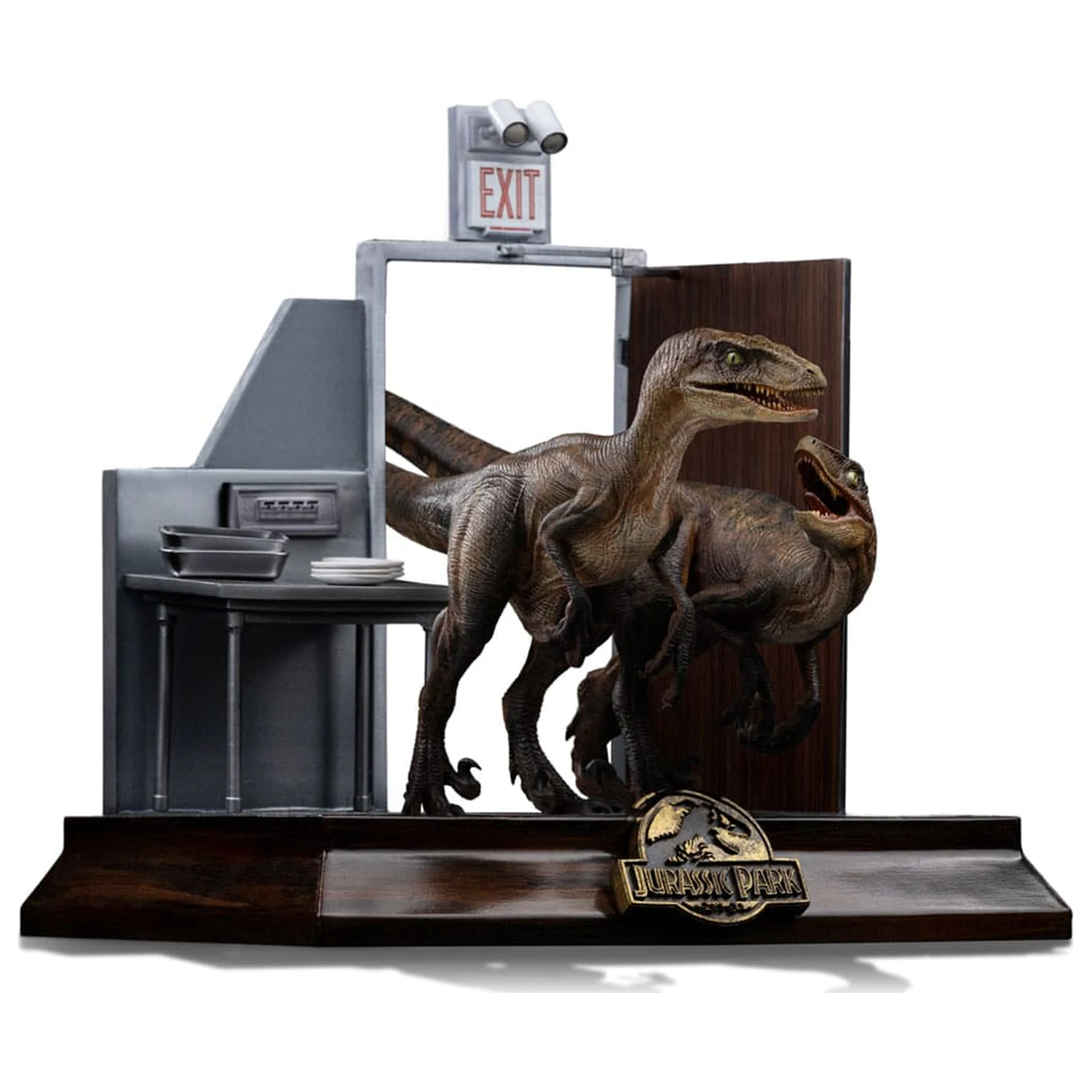 Jurassic Park Art Scale Socha 1/10 Raptors at the Kitchen's Door 28 cm fotografii produktu