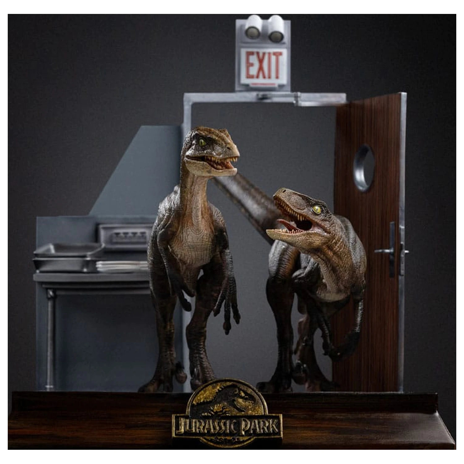 Jurassic Park Art Scale Socha 1/10 Raptors at the Kitchen's Door 28 cm fotografii produktu