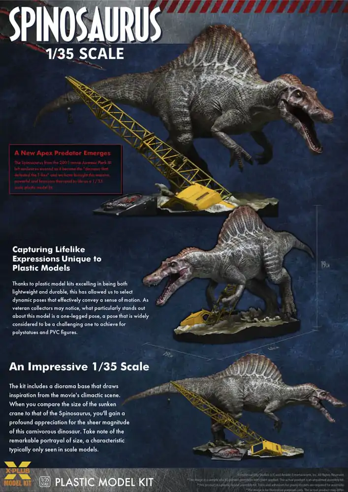 Jurassic Park III Plastic Model Kit 1/35 Spinosaurus 41 cm Plastiková Modelářská Sada fotografii produktu