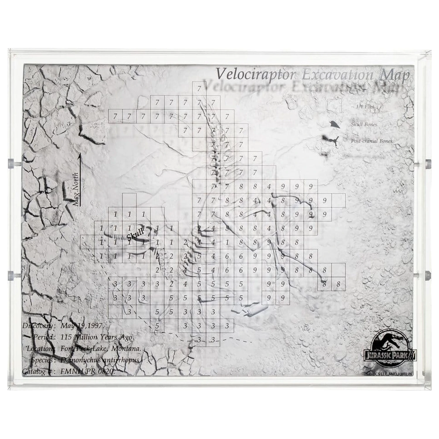 Jurassic Park III mapa vykopávek Velociraptor 27 cm fotografii produktu