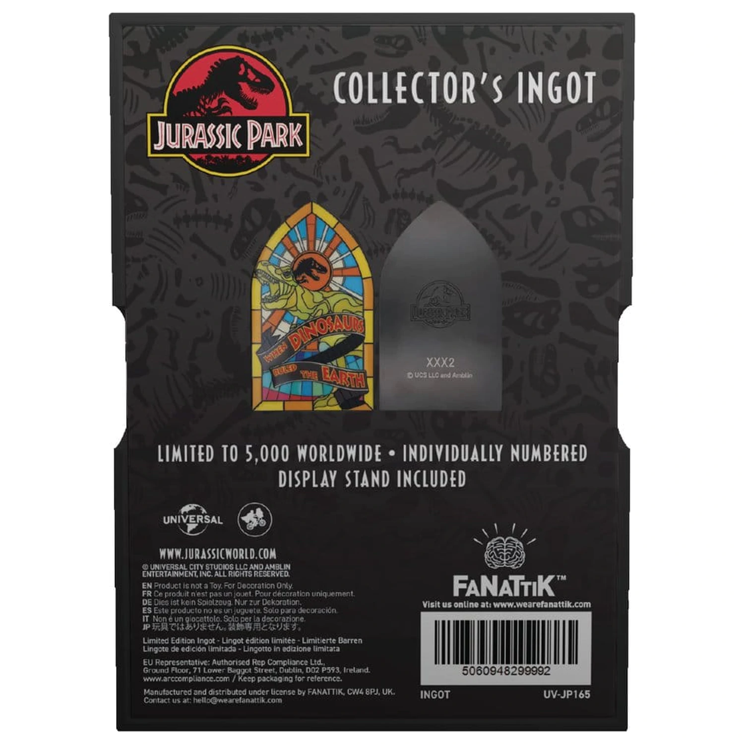 Jurassic Park Ingot ve stylu vitráže kovový 11 cm fotografii produktu