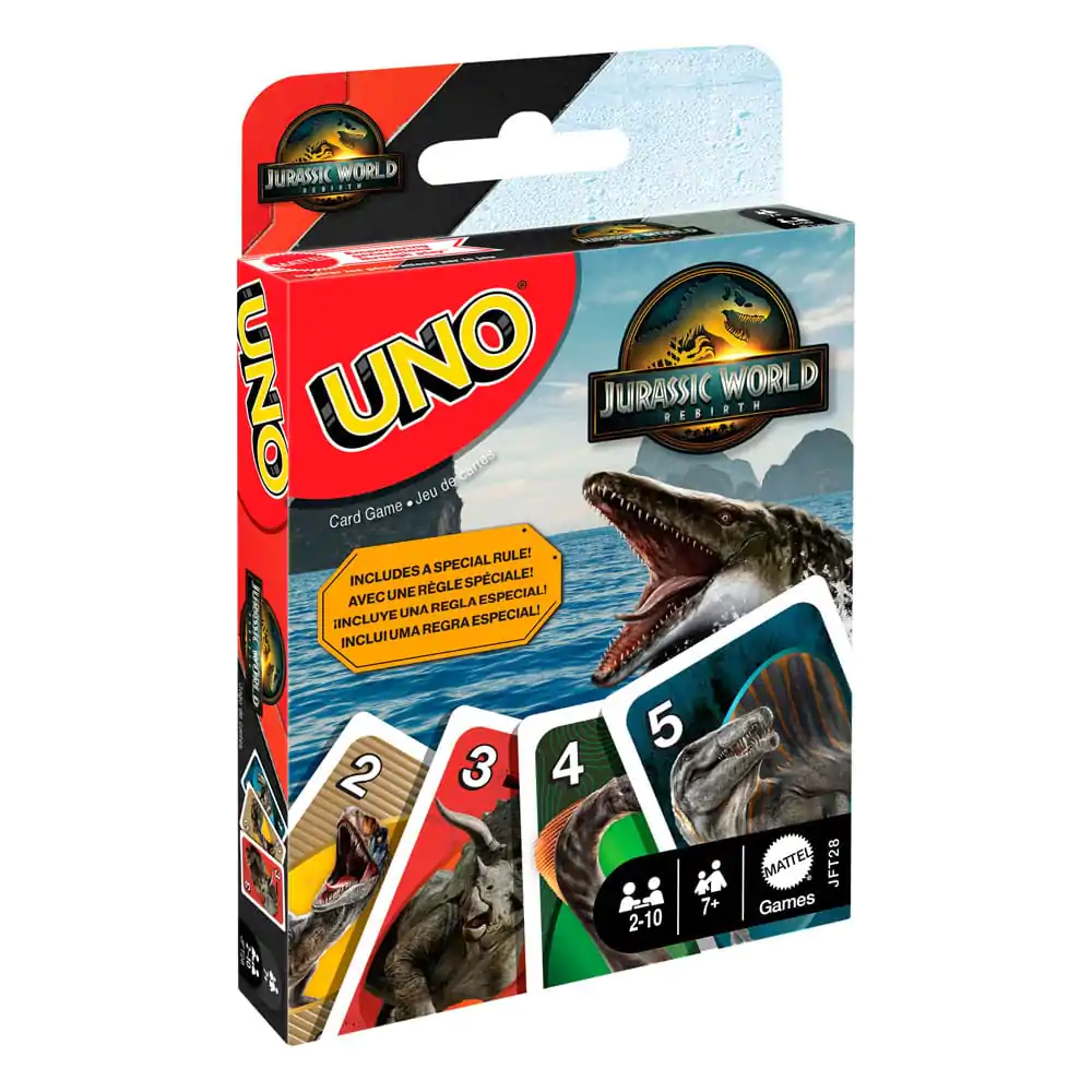 Jurassic World Rebirth UNO karetní hra fotografii produktu